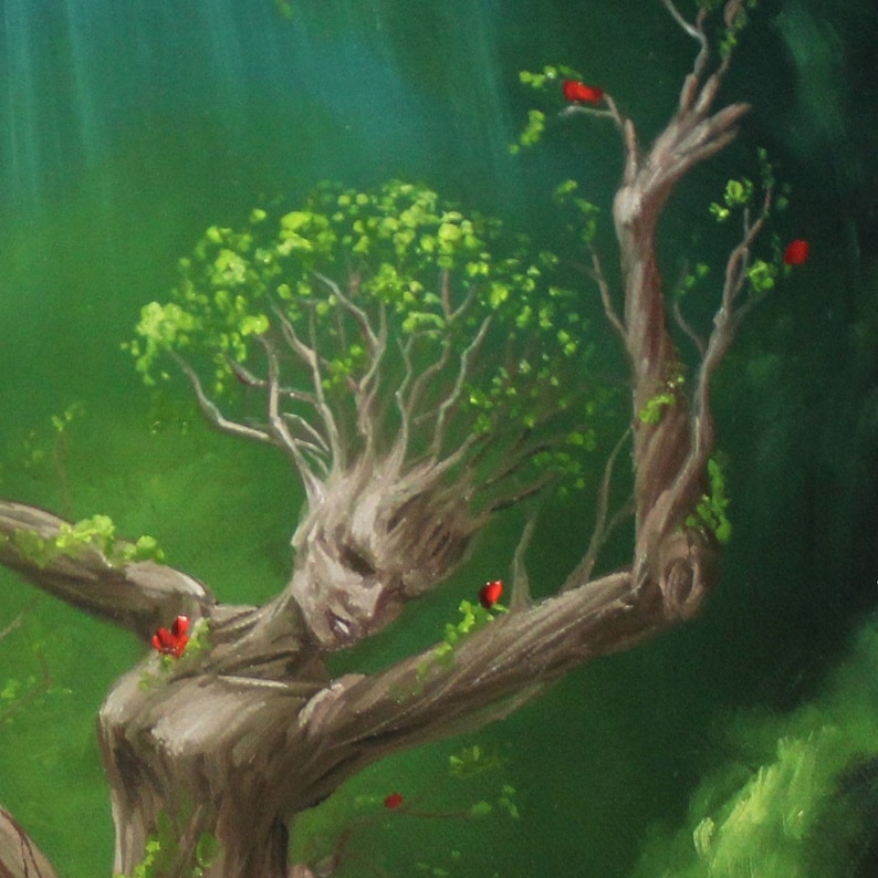 Art PRINT - Enchanted Dark Forest Spirits Dryads Dancing Trees ...