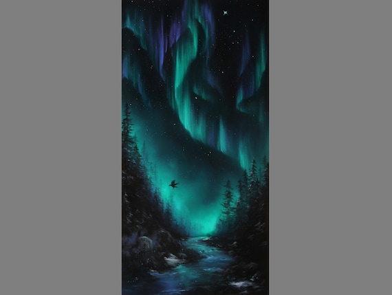 Art PRINT - Milky Way Galaxy Forest Landscape Blue Purple Outer Space Night Art - Choose Size 5x10", 6x12" 8x16" PRINT Scenery Wall Art