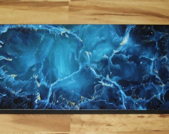 10x30" Original Oil Painting - Blue Crab Nebula Outer Space Nebula Galaxy Stars Dark Deep Space Astronomy NASA - Large Canvas Wall Art
