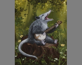 Art PRINT - Banjo Possum Forest Fantasy Landscape Wall Art -Choose Size 4x6" 5x7" 8x10" 12x16" PRINTS