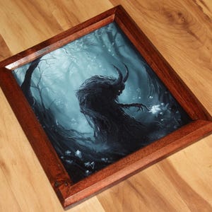 8x10" Original Oil Painting - Spooky Monster Evil Creature Shadow Forest Fantasy Landscape Scenery - Small Wall Art image 4