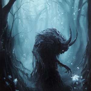 8x10" Original Oil Painting - Spooky Monster Evil Creature Shadow Forest Fantasy Landscape Scenery - Small Wall Art image 13
