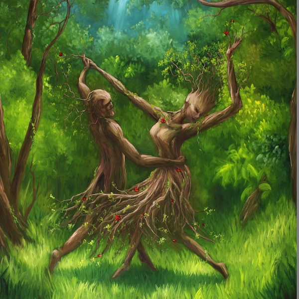 Art PRINT - Dance of the Dryads Dryad Fairy Dark Forest  Fantasy Wall Art - Choose Size 8x8", 10x10" 12x12" PRINTS