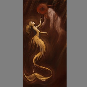 Art PRINT - Mermaid Siren Deep Sea Diver Underwater Ocean Dark Brown ...