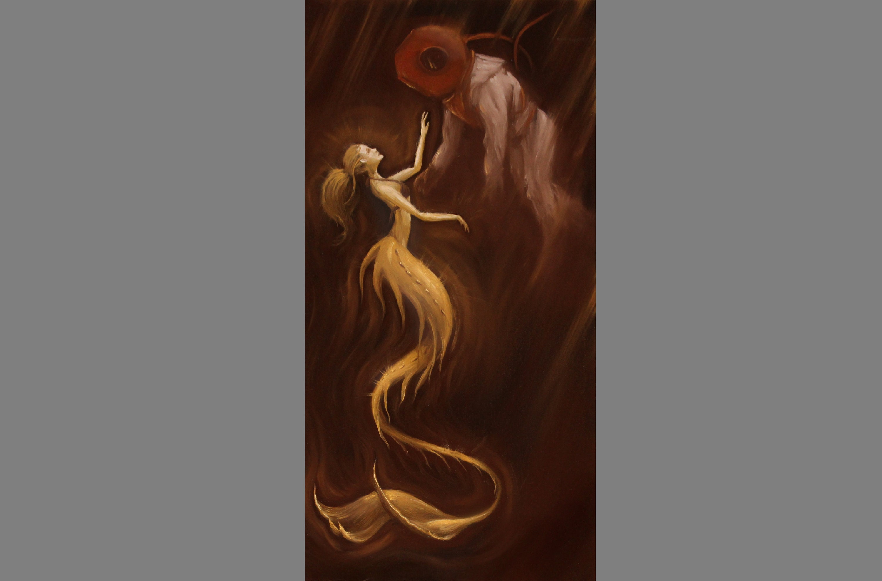 Art PRINT - Mermaid Siren Deep Sea Diver Underwater Ocean Dark Brown ...