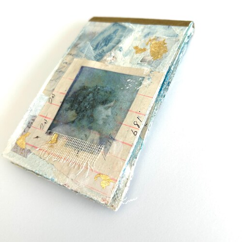 Tiny artists book, mixed media art journal, art as gift, collage, objet d'art, handmade book, desk art, vintage photo art, gift for dancer