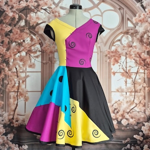 Vestido “Ragdoll” con falda circular: estilo patchwork con encanto retro