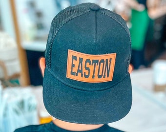 Personalized Kids Hat with Patch | Gift for Boys | Custom Name Trucker | Baby Snapback