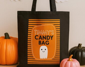 Personalized Ghost Trick or Treat Bag: Halloween Candy Tote