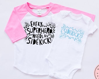 Gender Reveal Shirt - Big Sister Shirt -  Pregnancy Announcement - Little Brother Shirt - Big Sister - Superhero Shirt- Superhero Sidekick