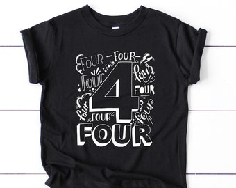 4th Birthday Shirt Boy - Fourth Birthday Shirt - 4th Birthday Outfit - 4th Birthday- Four Birthday Shirt