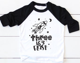 Third Birthday Shirt Boy – Space Rocket 3rd Birthday