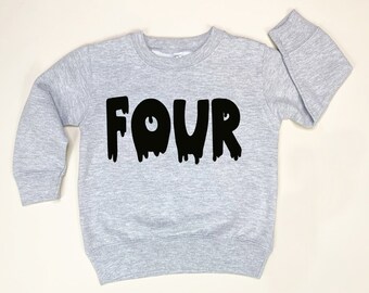 Halloween 4th Birthday Shirt - Boys Fourth Birthday Outfit - Halloween Sweater for Boys Birthday Party - Spooky Birthday