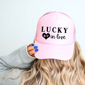 Bachelorette Party Trucker Hats | Lucky In Love | Bach Party Gifts | Bride Hat | Custom Trucker Hat with Initials
