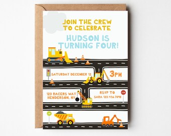 Boys Construction Birthday Invitation | Editable Digital Download | Dump Truck Party | Printable