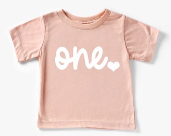 Girls First Birthday Shirt: Pink 'One' Heart Cake Smash Outfit