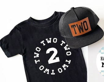 Two Birthday Boy Outfit: 2nd Birthday Shirt & Trucker Hat