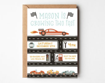 Vintage Race Car Birthday Invitation: Editable Template (Instant Download)