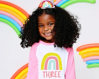 Rainbow 3rd Birthday Shirt: Girl Party Outfit