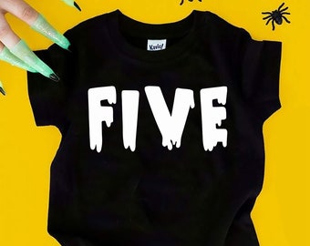 Halloween 5th Birthday Shirt - 5th Birthday Shirt - Halloween Birthday Shirt - Halloween  Fifth Birthday - Spooky Birthday