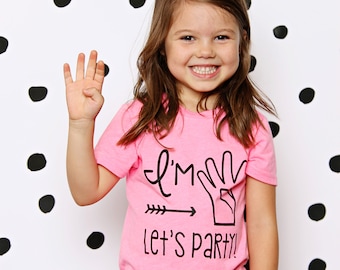 Girls 4th Birthday Shirt- Im Four Lets Party - Fourth Birthday Shirt - Girls 4th Birthday Outfit - Girls Fourth Birthday - Pink Birthday