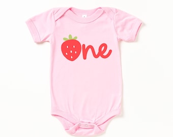 Girls Strawberry 1st Birthday Bodysuit or Shirt: One is Sweet