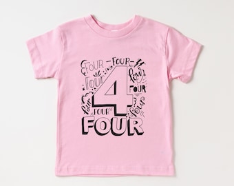 Fourth Birthday Shirt Girl Four Year Old Birthday Girl Shirt 4 Year Old Birthday Shirt Girl 4th Birthday Outfit Girl