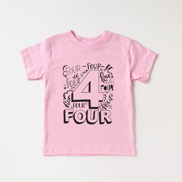 Fourth Birthday Shirt Girl Four Year Old Birthday Girl Shirt 4 Year Old Birthday Shirt Girl 4th Birthday Outfit Girl