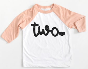 Girls 2nd Birthday Outfit | Two Shirt | Girl Second Birthday Party | Birthday Girl Shirt | Glitter Heart