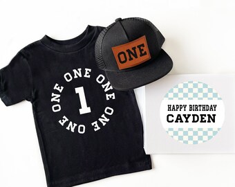 1st Birthday Boy Outfit First Birthday Gift Boys First Birthday Shirt 1st Birthday Hat Leather Patch