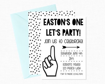 EDITABLE First Birthday Invitation Boy - Im One Lets Party Birthday Invitation - Boys 1st Birthday - Free Thank You Cards