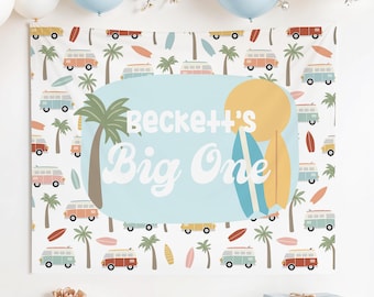 The Big One Surf Birthday Banner: Personalized First Birthday Party Decor