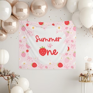 Berry First Birthday, 1st Birthday Decorations for Strawberry Party, Birthday Banner for Girls