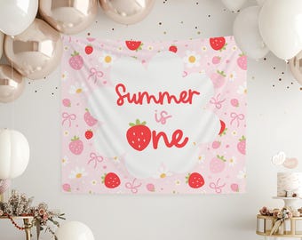 Berry First Birthday Banner: Strawberry Party Decorations