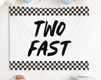 Two Fast Birthday Banner: Race Car Party Backdrop