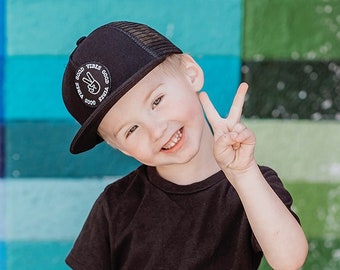 Good Vibes Boys Trucker Hat |   2nd Birthday Hat | Summer Vacation | Groovy | Gift for Family Trip