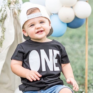 First Birthday Shirt Boy, Personalized Name ONE Tee, Custom 1st Birthday Outfit, Birthday Gift for Boys