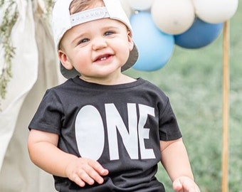 First Birthday Shirt Boy, Personalized Name ONE Tee, Custom 1st Birthday Outfit, Birthday Gift for Boys