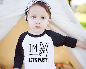 Im Two Lets Party Shirt - Boys 2nd Birthday Outfit - Second Birthday Boy Party Gift - Original Lets Party