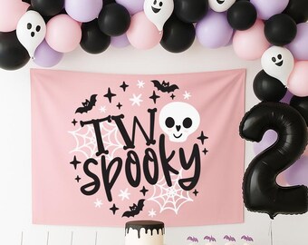 Two Spooky Birthday Banner, Halloween 2nd Birthday, Pink Party Decorations