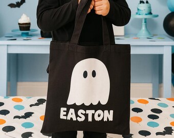 Personalized Trick or Treat Bags, Halloween Tote Bag, Kids Trick-or-Treat Bag, Halloween Gift for Kids, Ghost