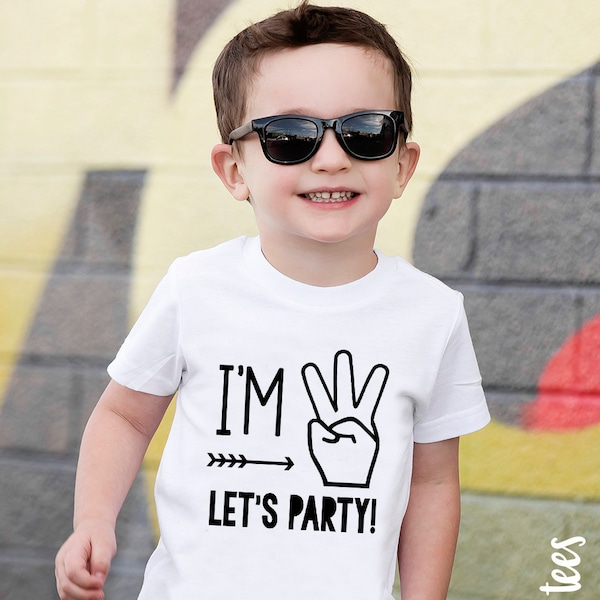 3rd Birthday Shirt - Im Three Let's PARTY - Birthday Shirt- Third Birthday Shirt- 3rd Birthday- Boys Third Birthday Shirt - 3rd Birthday