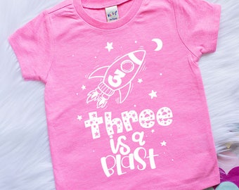 Birthday Shirts for girls - Space Birthday Shirt - FAMILY SET -Third Birthday shirt girl - 3rd birthday shirt girl - Space Birthday - three