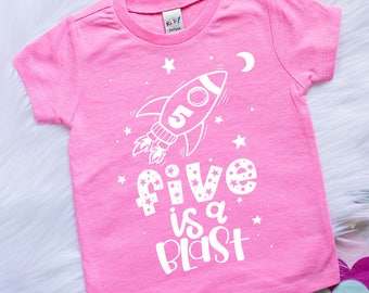 Birthday Shirts for girls - Space Birthday Shirt - Five Birthday Shirt  - 5th birthday shirt - Space Birthday - Fifth - Five Birthday Shirt