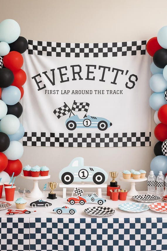Fast One Birthday Banner, 1st Birthday Boy, Personalized Name Backdrop