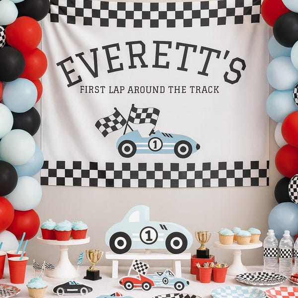 Fast One Birthday Banner, 1st Birthday Boy, Personalized Name Backdrop