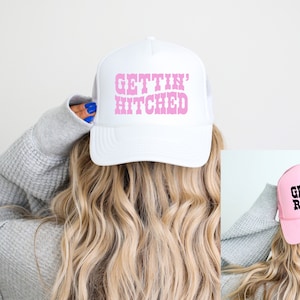 Gettin Hitched Gettin Rowdy | Nashville Bachelorette | Country Western Bachelorette Hat | Bach Party Gifts | Trucker Hat