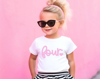 Girls 4th Birthday Shirt- Fourth Birthday Shirt - 4th Birthday Outfit for Girls - Four T-Shirt