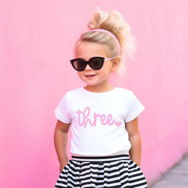 Girls 3rd Birthday Shirt: Heart Three Outfit