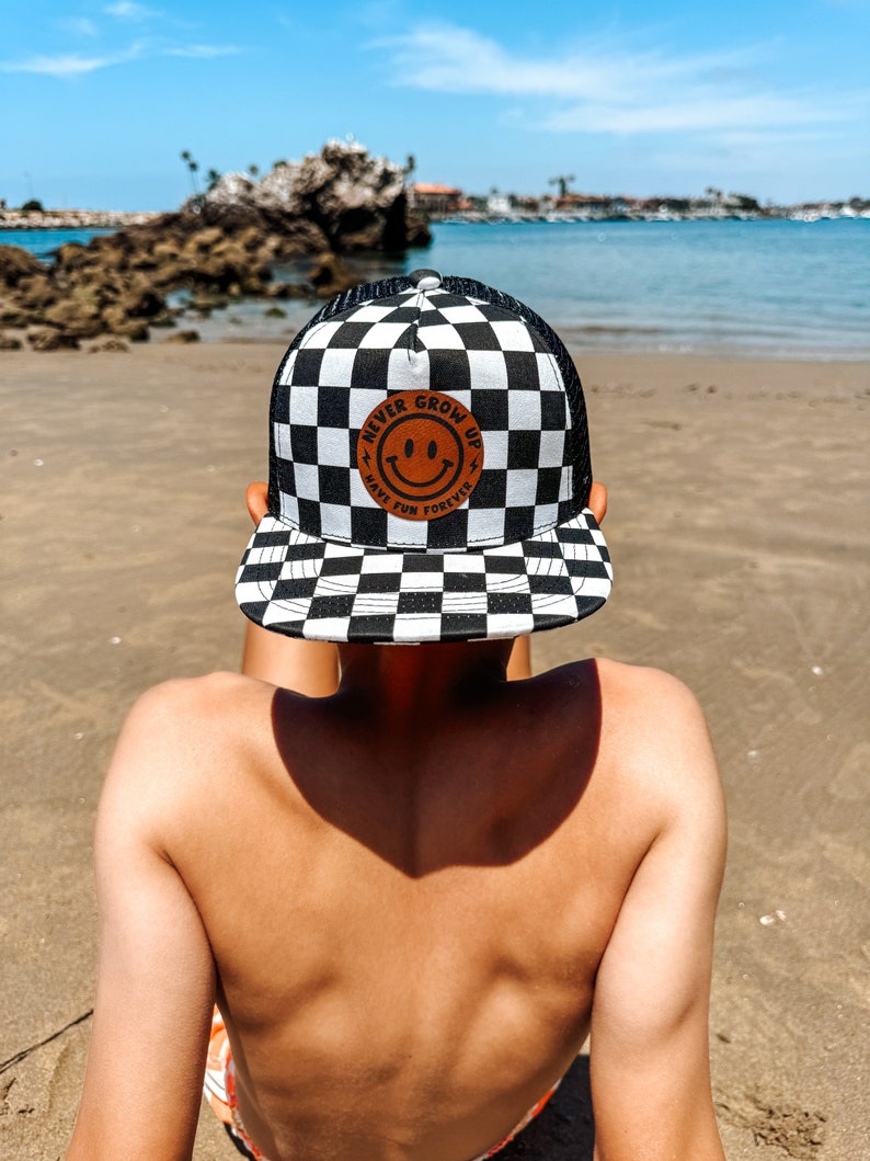 Boys Hat | Kids Hats | Leather Patch Trucker | Never Grow up Toddler ...